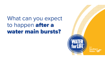 Thumbnail for a video explaining what you can expect to happen after a water main bursts